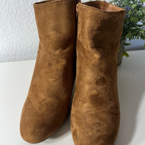 Bamboo Boots Women’s 10 Brown Zip Up Suede Shoes Booties Block Heel EUR 40 Heels - Picture 7 of 7